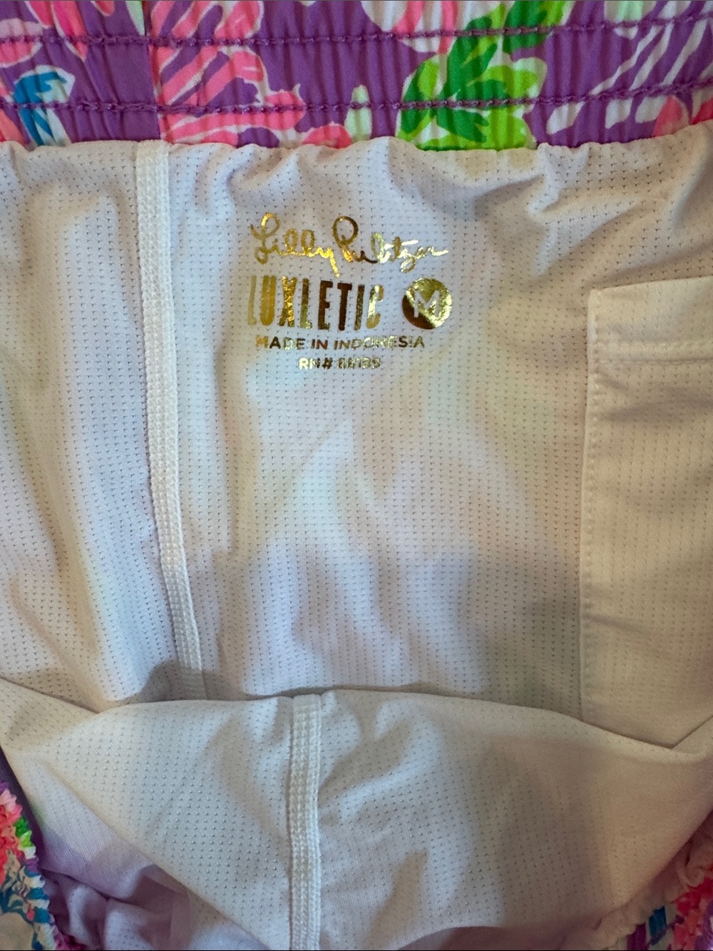 Lilly Pulitzer Pink & Purple Floral Luxletic Athletic Shorts Size Medium - Picture 3 of 4